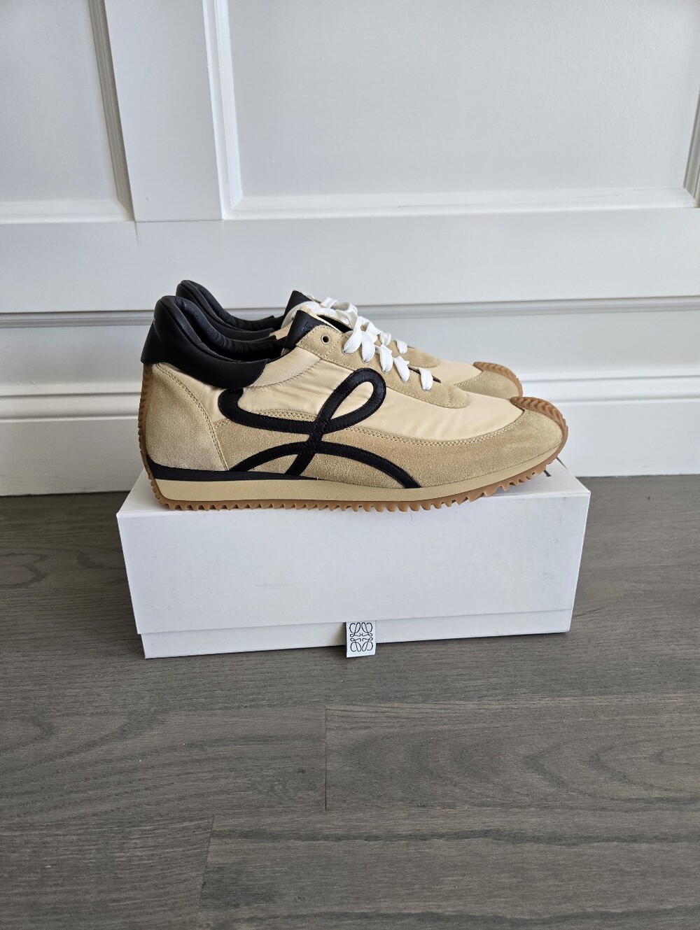 $890 LOEWE Flow Runner 2.0 Suede Nylon Sneakers Beige EU 45 US 12 BNIB - Picture 6 of 15